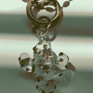 Collar Cactus Transparente de Cristal con Cadena Dorada de Acero Inoxidable