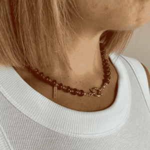 Collar Rojo y Dorado Artesanal