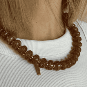 Collar Noche Dorada de Cuentas Marrón y Doradas