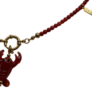 Collar Langosta Roja de Cristal con Cuentas Rojas