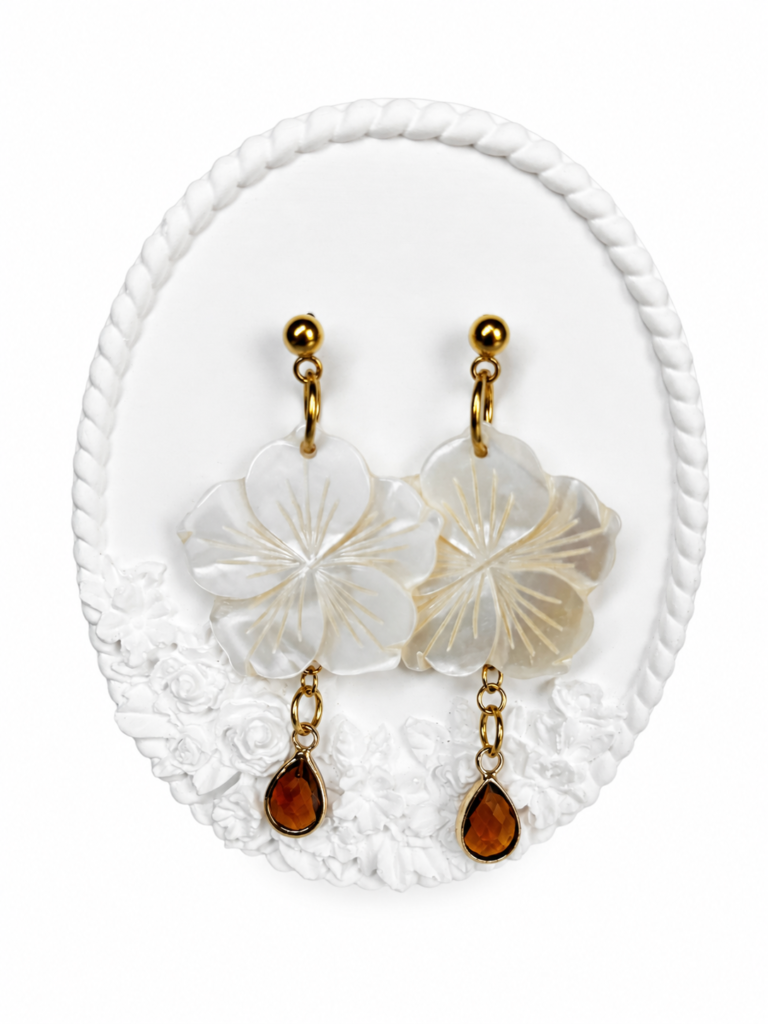 Perlas Flor de Nácar Pendientes