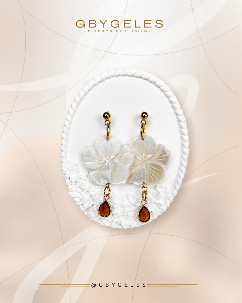 Perlas Flor de Nácar Pendientes GbyGeles