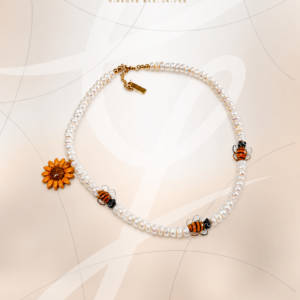 Perlas Naturales con Abejas de Cristal y Girasol