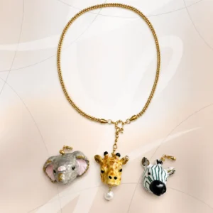 Collar Fino de Acero Inoxidable con Cabeza de Animal