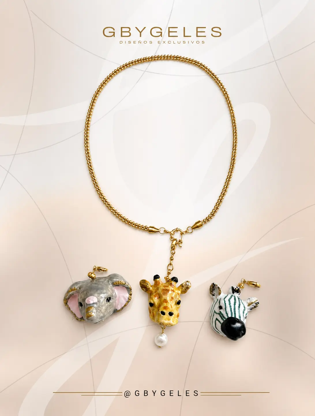 Collar Fino de Acero Inoxidable con Cabeza de Animal