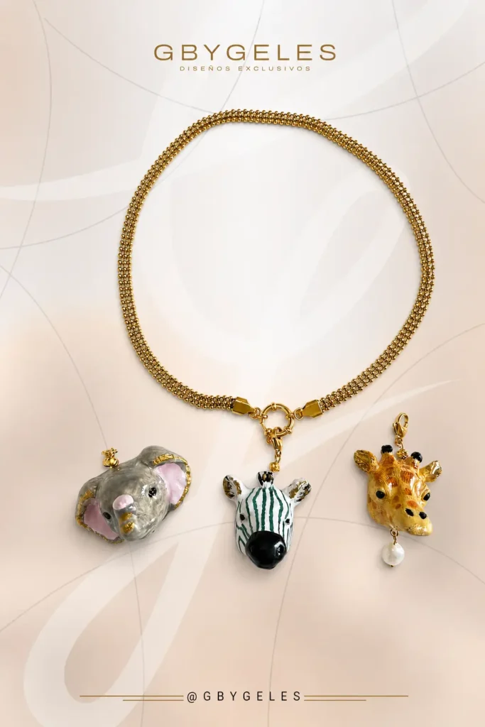 Collar Grueso de Acero Inoxidable con Cabeza de Animal GbyGeles