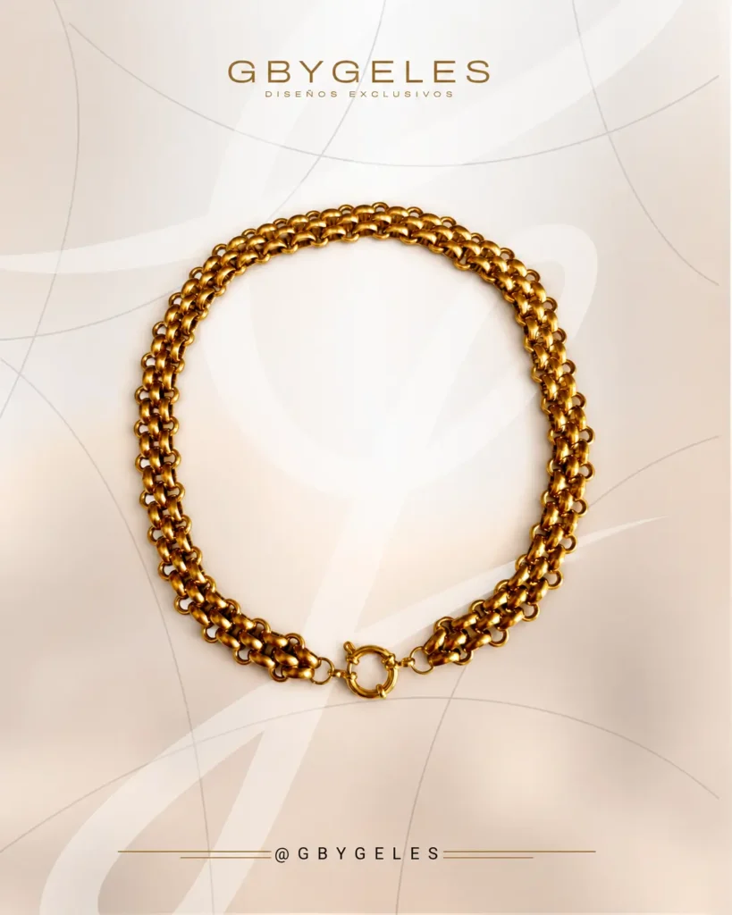 Collar de Acero Inoxidable Dorado